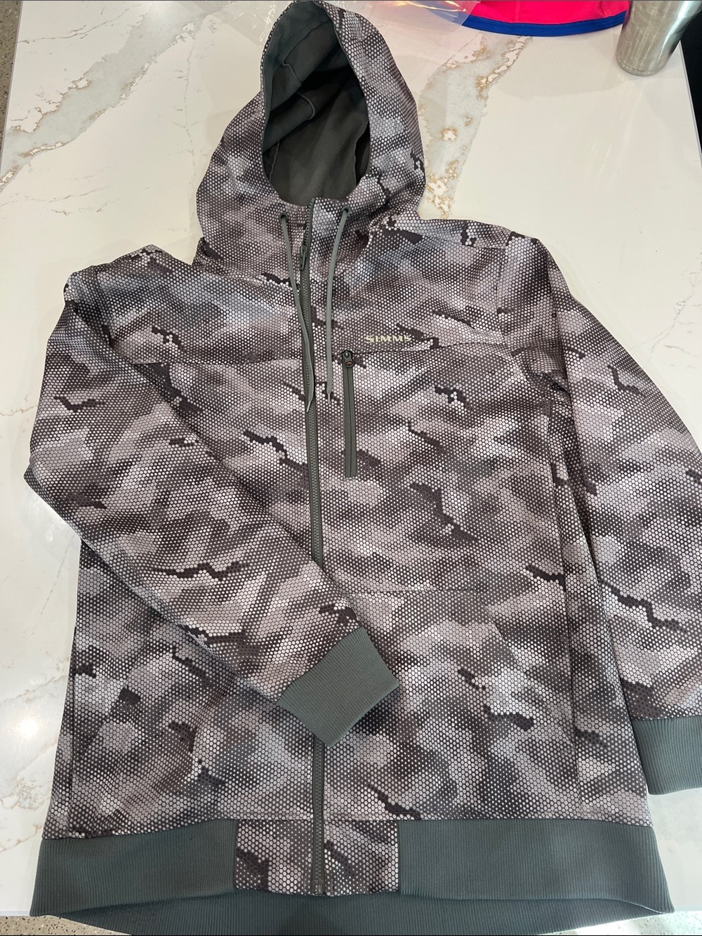 Simms Gray Camo Fleece Lined Hoodie- XXL